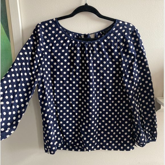 Silk J. Crew Polka Dot Blouse - Picture 1 of 6